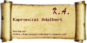 Kapronczai Adalbert névjegykártya